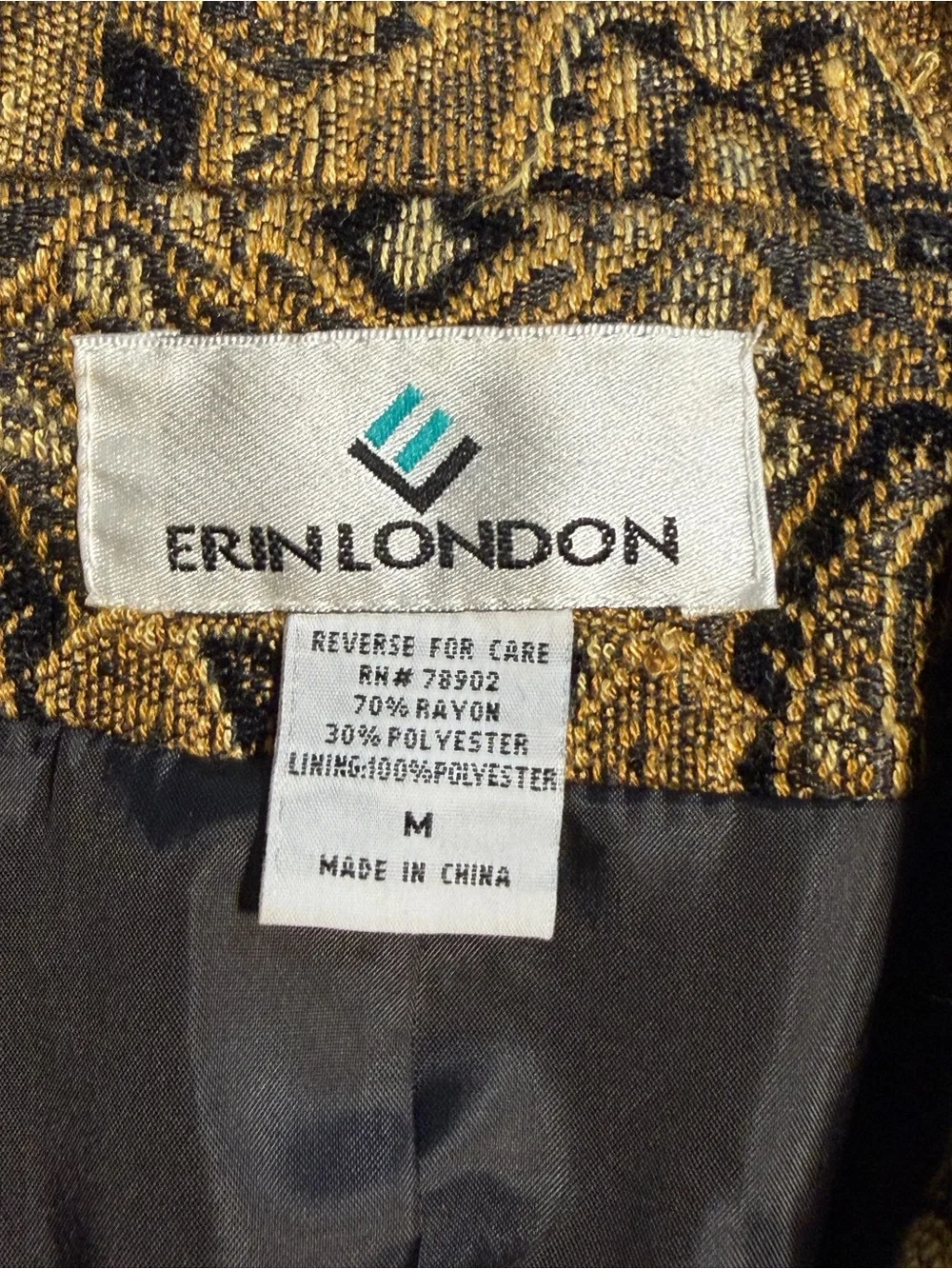 VINTAGE tapestry woven blazer jacket baroque renaissance floral gold black